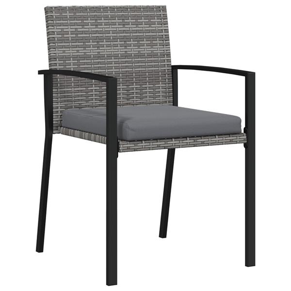 Grote foto vidaxl tuin eetset 3 pcs grijs poly riet tuin en terras tuinmeubelen