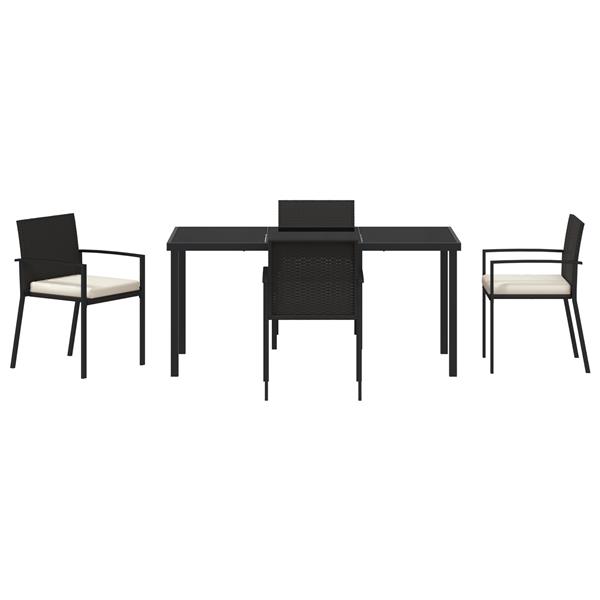 Grote foto vidaxl tuin eetset 5 pcs zwart poly riet tuin en terras tuinmeubelen