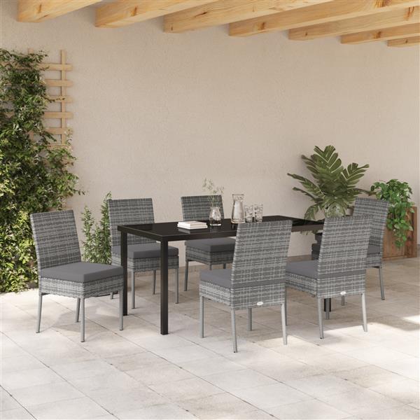 Grote foto vidaxl tuin eetset 7 pcs grijs poly riet tuin en terras tuinmeubelen