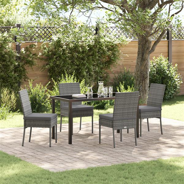 Grote foto vidaxl tuin eetset 5 pcs grijs poly riet tuin en terras tuinmeubelen