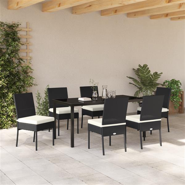 Grote foto vidaxl tuin eetset 7 pcs zwart poly riet tuin en terras tuinmeubelen
