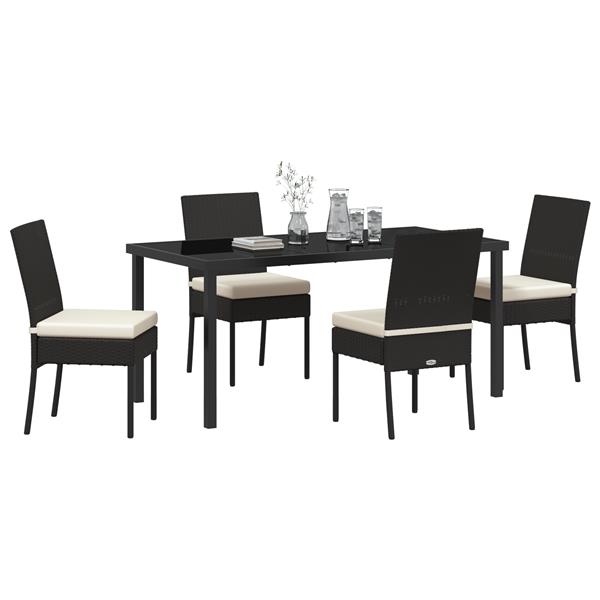 Grote foto vidaxl tuin eetset 5 pcs zwart poly riet tuin en terras tuinmeubelen
