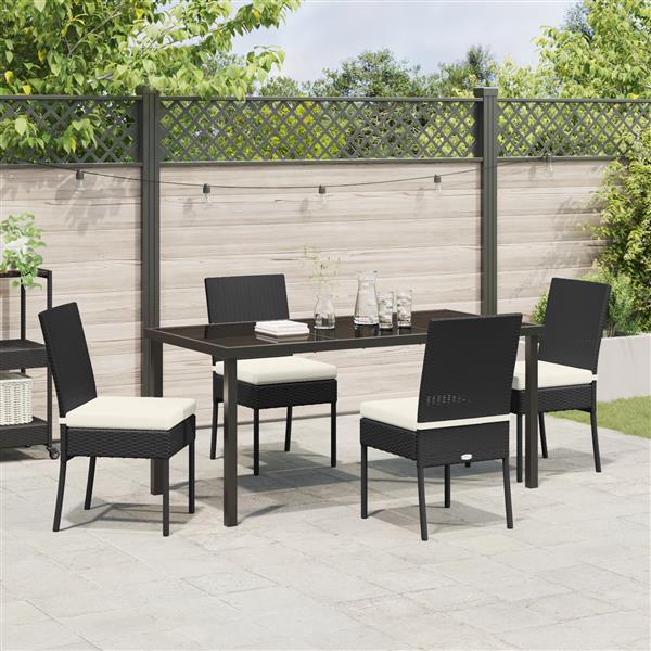 Grote foto vidaxl tuin eetset 5 pcs zwart poly riet tuin en terras tuinmeubelen