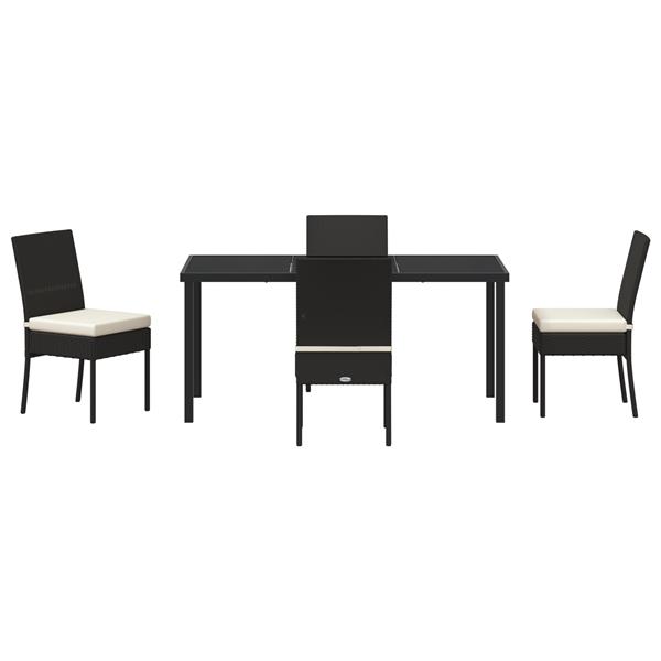 Grote foto vidaxl tuin eetset 5 pcs zwart poly riet tuin en terras tuinmeubelen