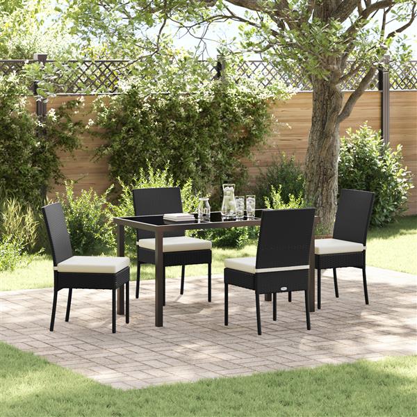 Grote foto vidaxl tuin eetset 5 pcs zwart poly riet tuin en terras tuinmeubelen