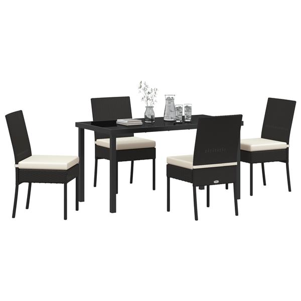 Grote foto vidaxl tuin eetset 5 pcs zwart poly riet tuin en terras tuinmeubelen