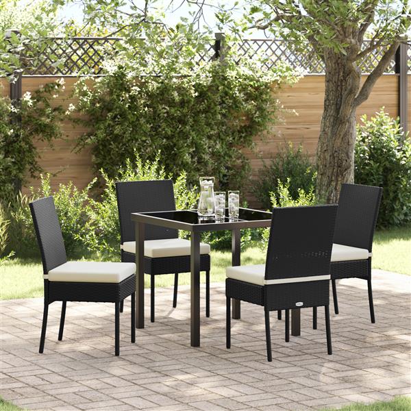 Grote foto vidaxl tuin eetset 5 pcs zwart poly riet tuin en terras tuinmeubelen
