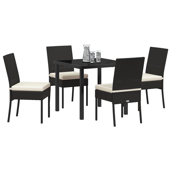 Grote foto vidaxl tuin eetset 5 pcs zwart poly riet tuin en terras tuinmeubelen