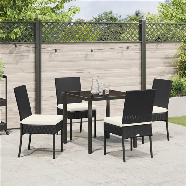 Grote foto vidaxl tuin eetset 5 pcs zwart poly riet tuin en terras tuinmeubelen