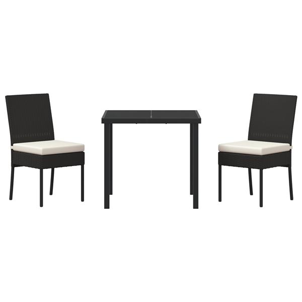 Grote foto vidaxl tuin eetset 3 pcs zwart poly riet tuin en terras tuinmeubelen