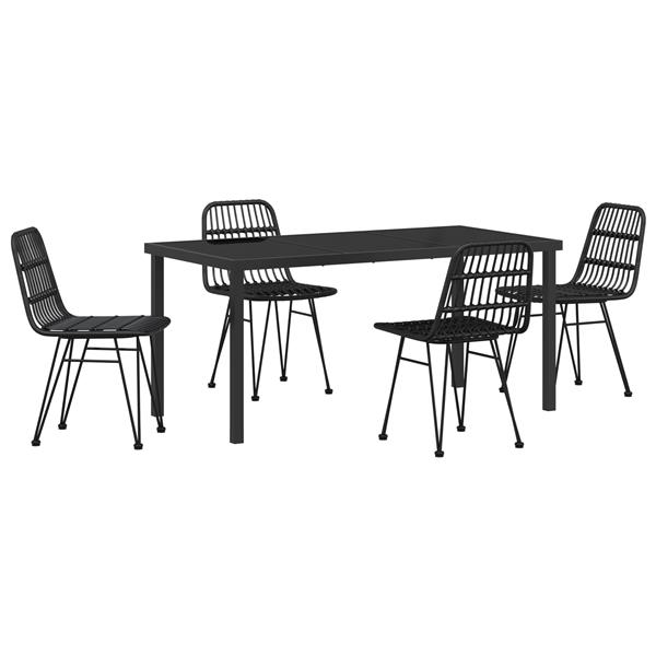 Grote foto vidaxl tuin eetset 5 pcs zwart poly riet tuin en terras tuinmeubelen