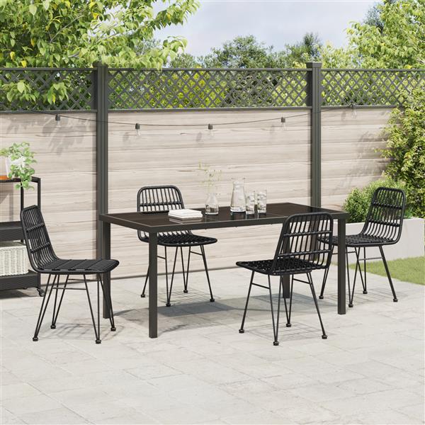 Grote foto vidaxl tuin eetset 5 pcs zwart poly riet tuin en terras tuinmeubelen