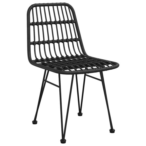 Grote foto vidaxl tuin eetset 5 pcs zwart poly riet tuin en terras tuinmeubelen