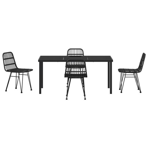 Grote foto vidaxl tuin eetset 5 pcs zwart poly riet tuin en terras tuinmeubelen