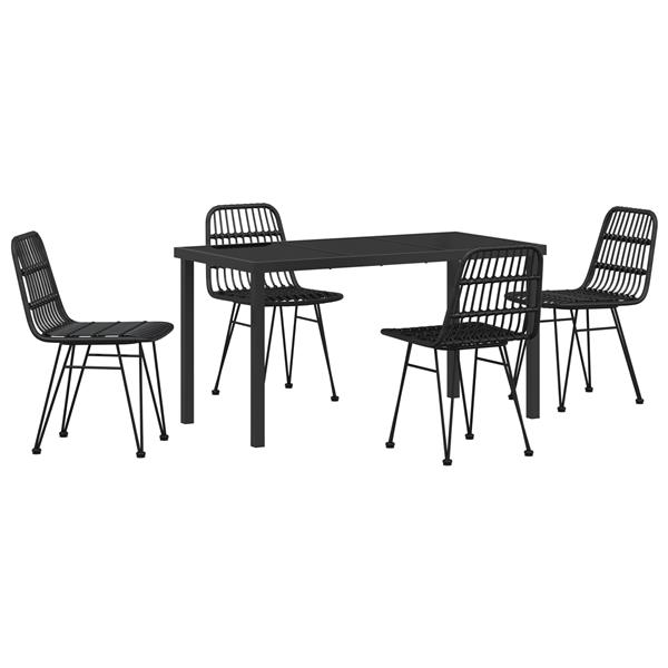 Grote foto vidaxl tuin eetset 5 pcs zwart poly riet tuin en terras tuinmeubelen