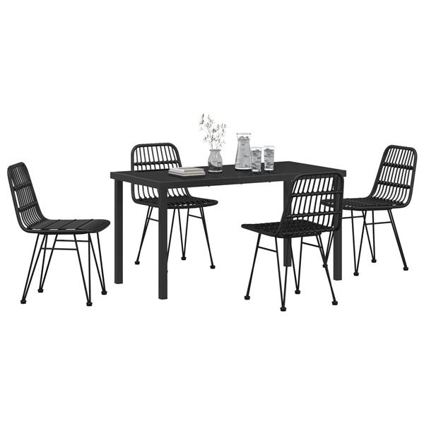 Grote foto vidaxl tuin eetset 5 pcs zwart poly riet tuin en terras tuinmeubelen