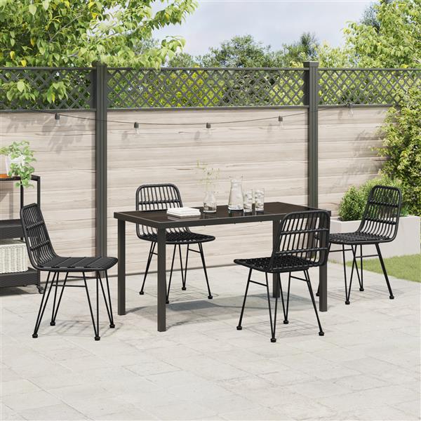 Grote foto vidaxl tuin eetset 5 pcs zwart poly riet tuin en terras tuinmeubelen