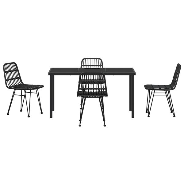 Grote foto vidaxl tuin eetset 5 pcs zwart poly riet tuin en terras tuinmeubelen