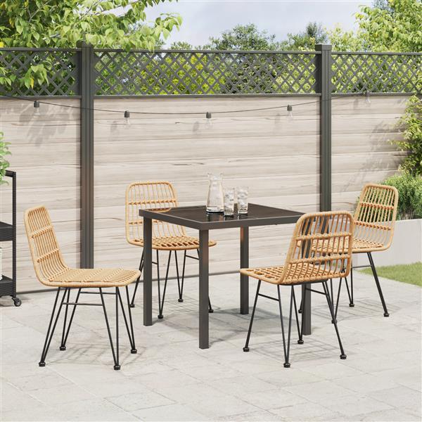 Grote foto vidaxl tuin eetset 5 pcs bruin poly riet tuin en terras tuinmeubelen