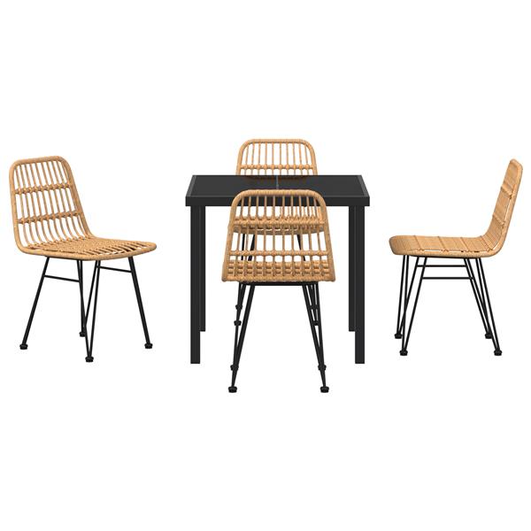 Grote foto vidaxl tuin eetset 5 pcs bruin poly riet tuin en terras tuinmeubelen
