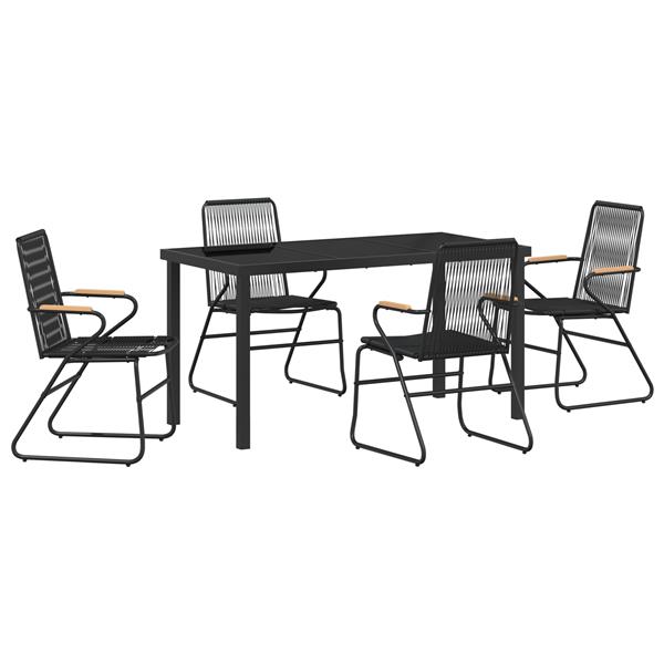 Grote foto vidaxl tuin eetset 5 pcs zwart pvc riet tuin en terras tuinmeubelen