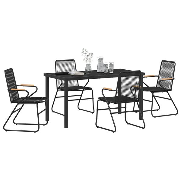 Grote foto vidaxl tuin eetset 5 pcs zwart pvc riet tuin en terras tuinmeubelen