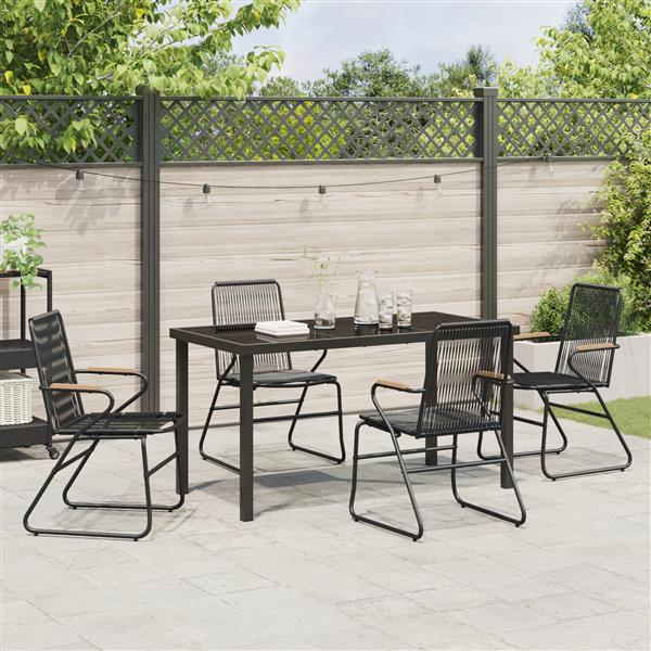 Grote foto vidaxl tuin eetset 5 pcs zwart pvc riet tuin en terras tuinmeubelen