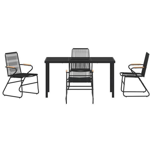 Grote foto vidaxl tuin eetset 5 pcs zwart pvc riet tuin en terras tuinmeubelen