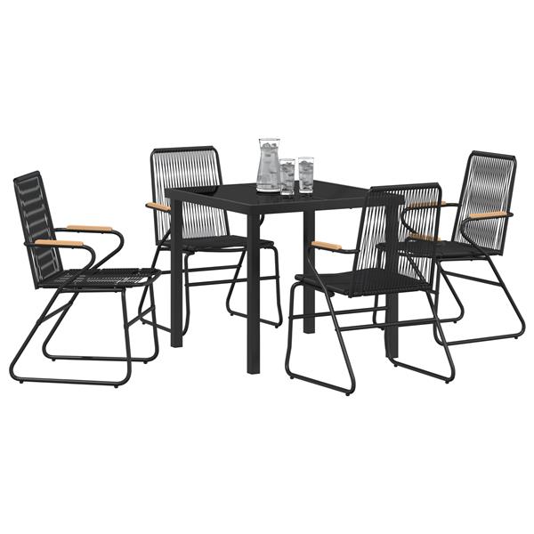 Grote foto vidaxl tuin eetset 5 pcs zwart pvc riet tuin en terras tuinmeubelen