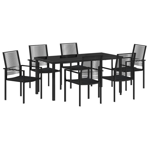 Grote foto vidaxl tuin eetset 7 pcs zwart pvc riet tuin en terras tuinmeubelen