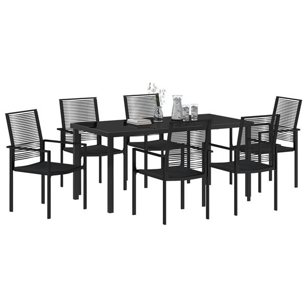 Grote foto vidaxl tuin eetset 7 pcs zwart pvc riet tuin en terras tuinmeubelen