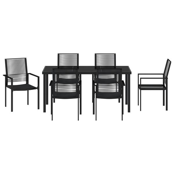 Grote foto vidaxl tuin eetset 7 pcs zwart pvc riet tuin en terras tuinmeubelen