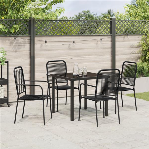 Grote foto vidaxl tuin eetset 5 pcs zwart katoen touw en staal tuin en terras tuinmeubelen