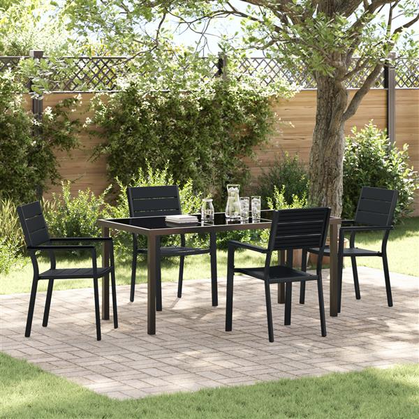 Grote foto vidaxl tuin eetset 5 pcs zwart hdpe tuin en terras tuinmeubelen