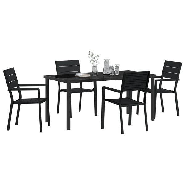 Grote foto vidaxl tuin eetset 5 pcs zwart hdpe tuin en terras tuinmeubelen