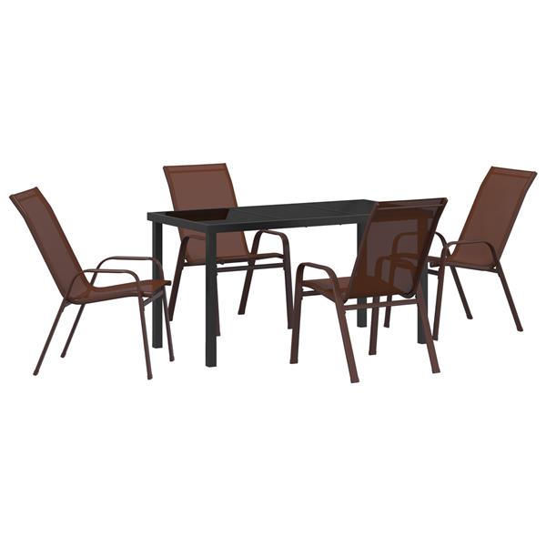 Grote foto vidaxl tuin eetset 5 pcs bruin textilene en staal tuin en terras tuinmeubelen