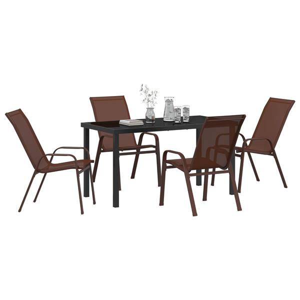 Grote foto vidaxl tuin eetset 5 pcs bruin textilene en staal tuin en terras tuinmeubelen