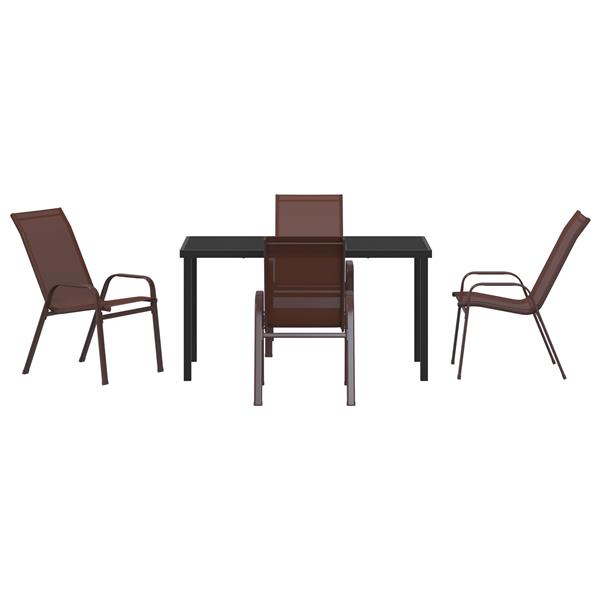 Grote foto vidaxl tuin eetset 5 pcs bruin textilene en staal tuin en terras tuinmeubelen