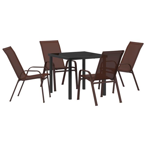 Grote foto vidaxl tuin eetset 5 pcs bruin textilene en staal tuin en terras tuinmeubelen