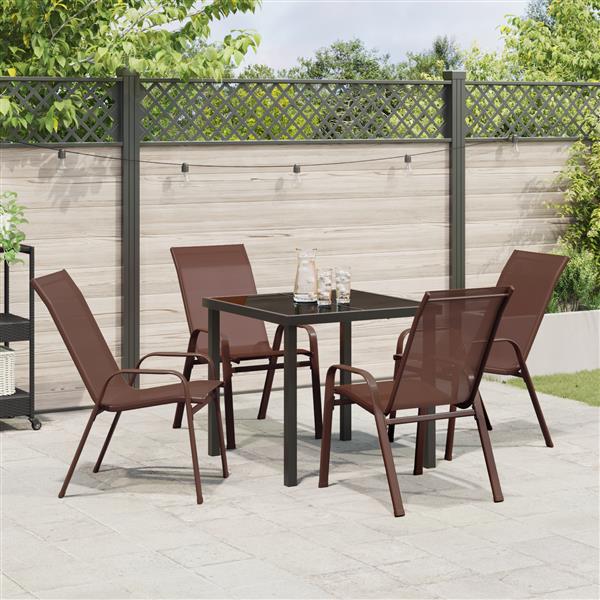 Grote foto vidaxl tuin eetset 5 pcs bruin textilene en staal tuin en terras tuinmeubelen