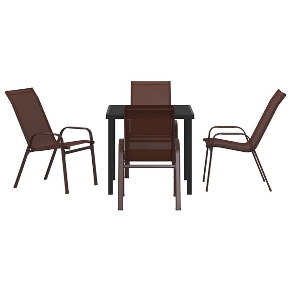 Grote foto vidaxl tuin eetset 5 pcs bruin textilene en staal tuin en terras tuinmeubelen