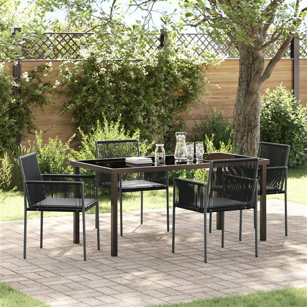 Grote foto vidaxl tuin eetset 5 pcs zwart poly riet tuin en terras tuinmeubelen