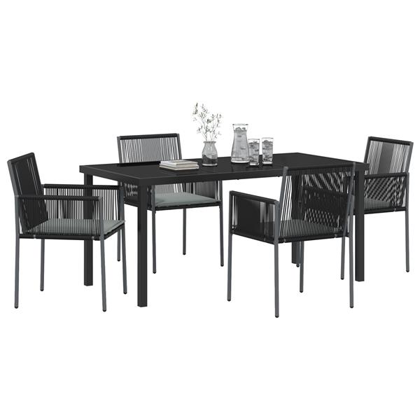 Grote foto vidaxl tuin eetset 5 pcs zwart poly riet tuin en terras tuinmeubelen
