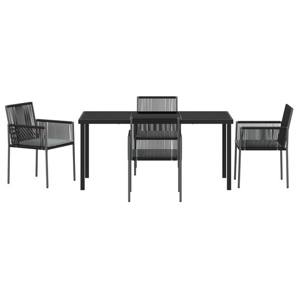 Grote foto vidaxl tuin eetset 5 pcs zwart poly riet tuin en terras tuinmeubelen