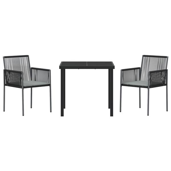 Grote foto vidaxl tuin eetset 3 pcs zwart poly riet tuin en terras tuinmeubelen