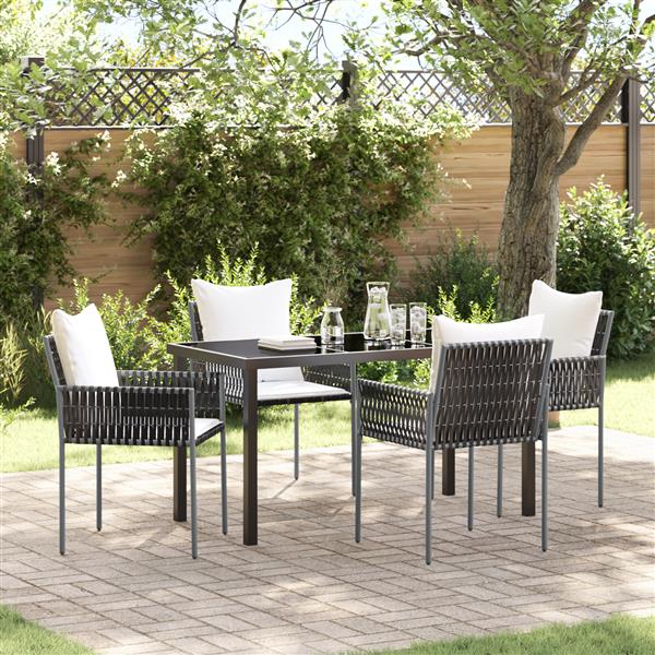 Grote foto vidaxl tuin eetset 5 pcs bruin poly riet tuin en terras tuinmeubelen