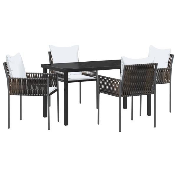 Grote foto vidaxl tuin eetset 5 pcs bruin poly riet tuin en terras tuinmeubelen