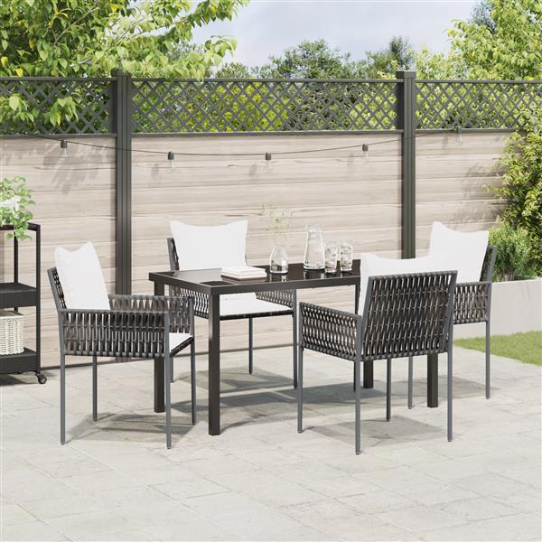 Grote foto vidaxl tuin eetset 5 pcs bruin poly riet tuin en terras tuinmeubelen