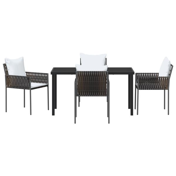 Grote foto vidaxl tuin eetset 5 pcs bruin poly riet tuin en terras tuinmeubelen