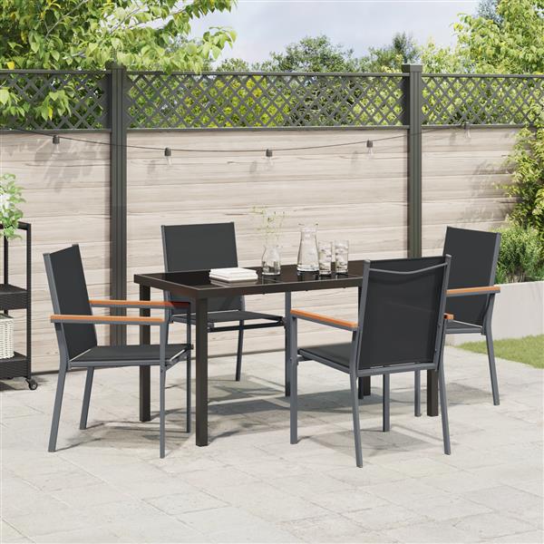 Grote foto vidaxl tuin eetset 5 pcs zwart textilene en staal tuin en terras tuinmeubelen